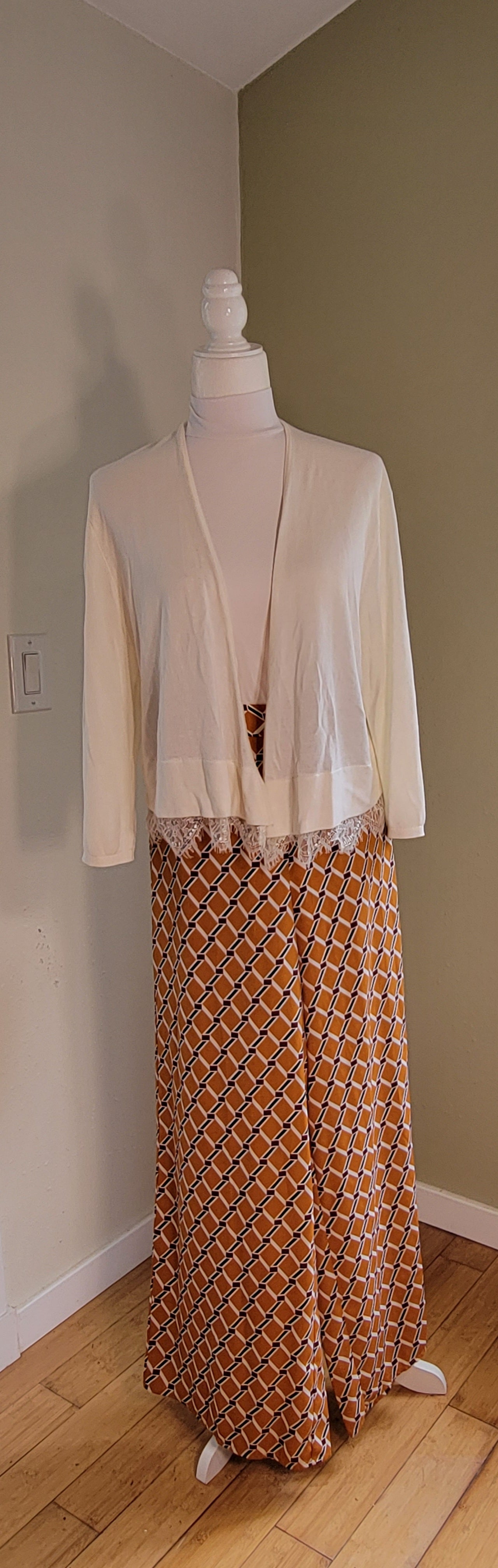 Ivory Lace-Trim Cardigan