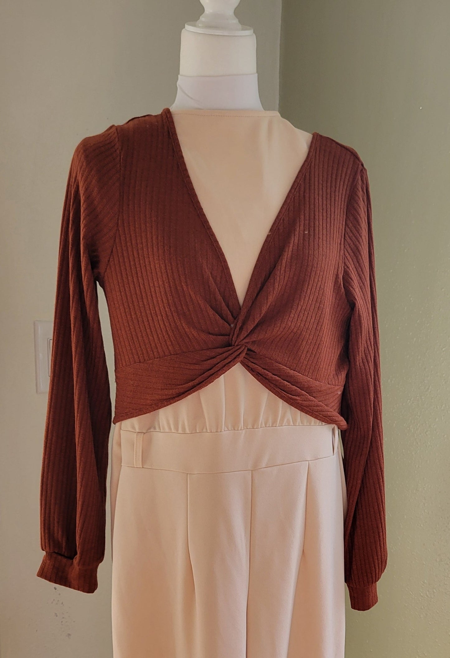 Rust Twist-Front Crop Bolero