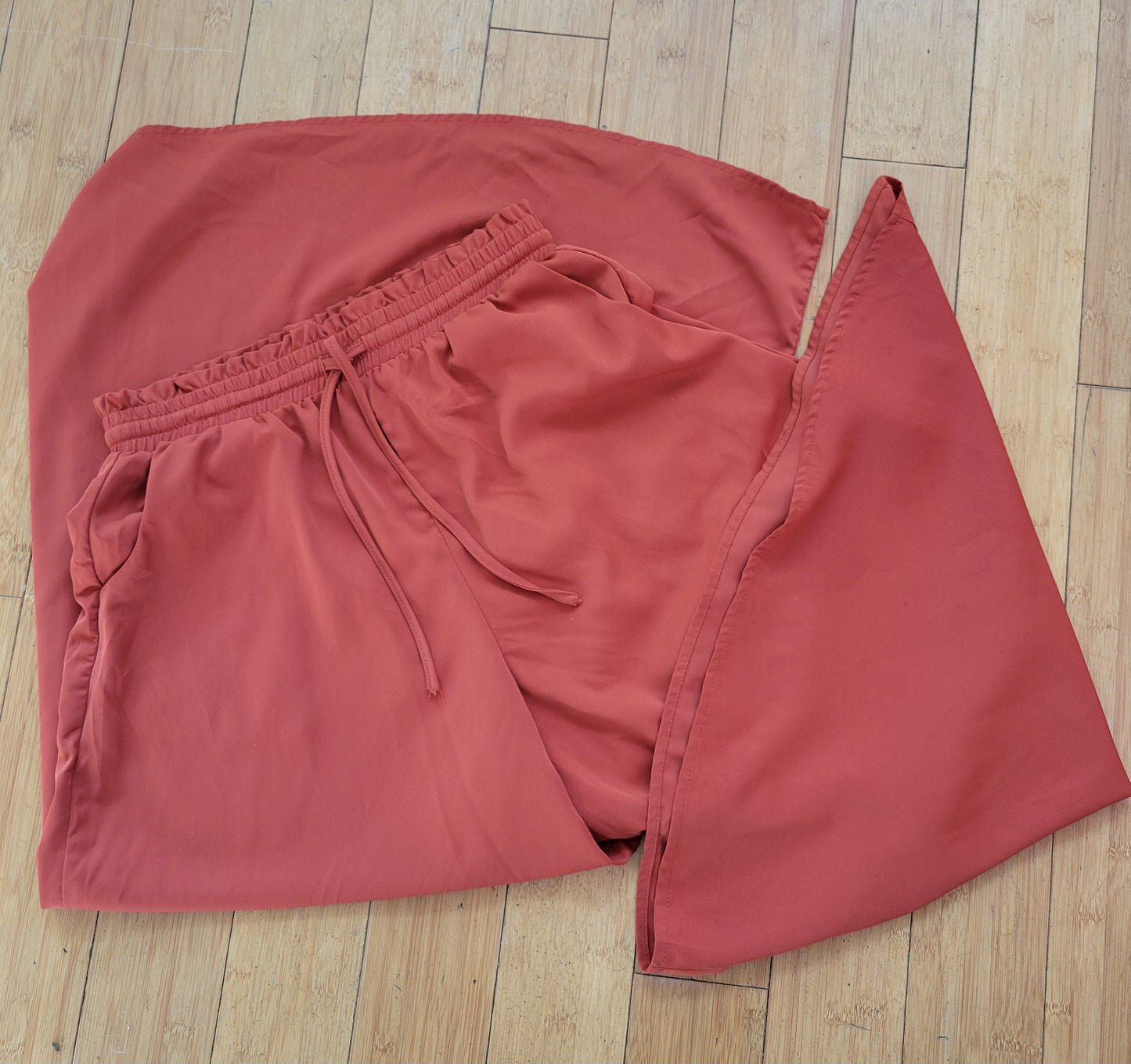 Pumpkin Silk-Flow Wide-Leg Pants