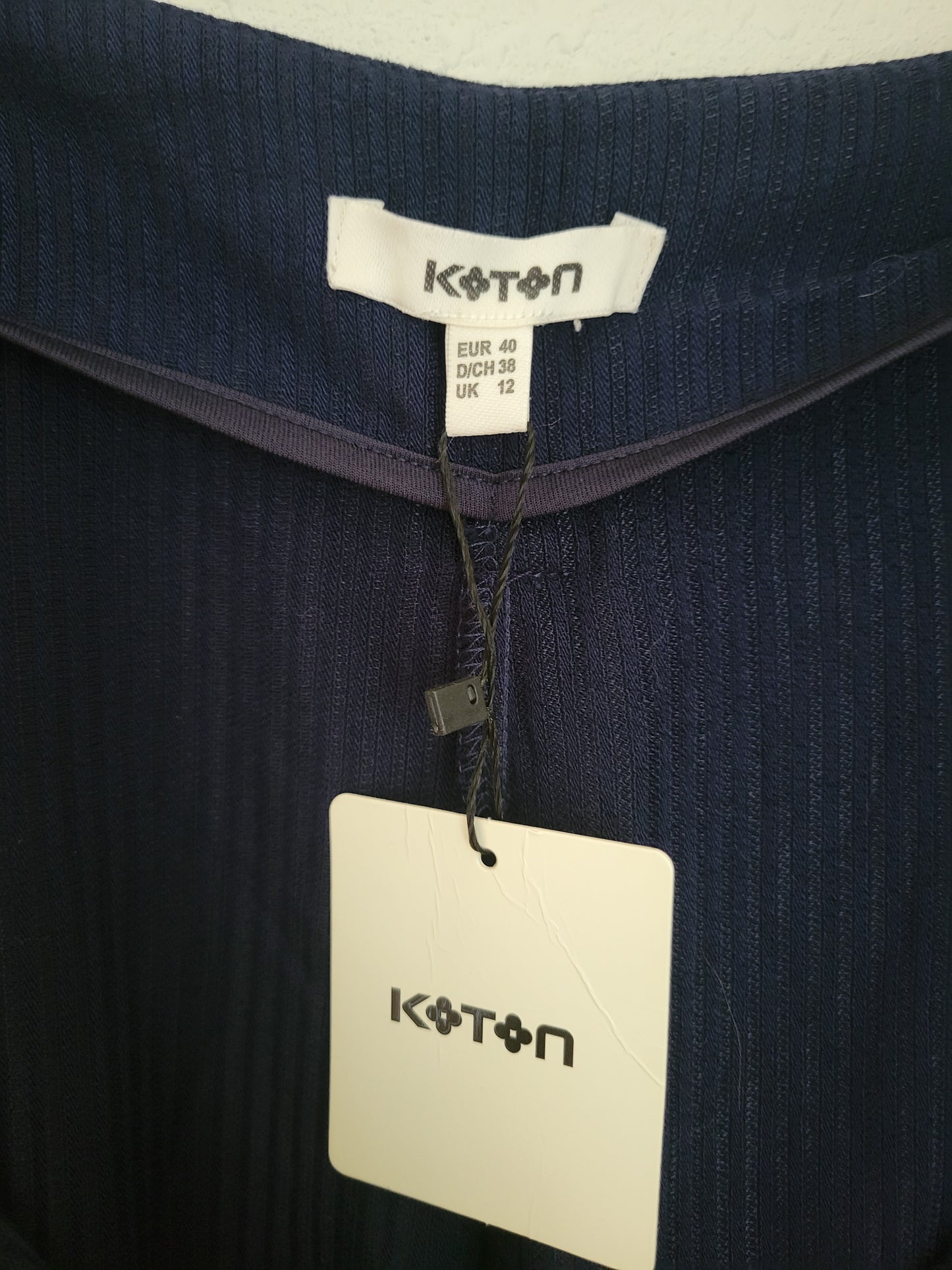 Navy Wide-Leg Pinstripe Trousers