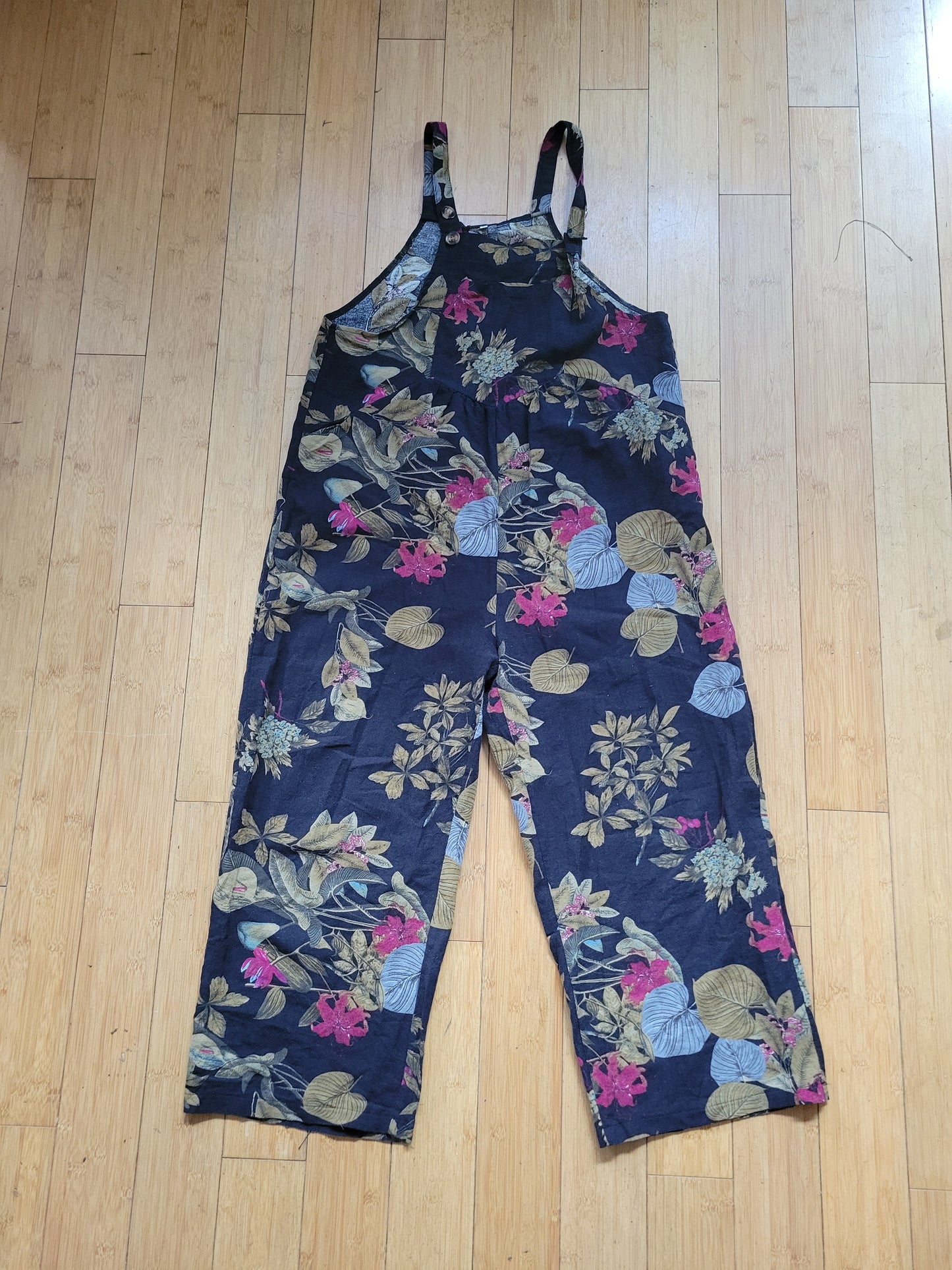 Floral Wide-Leg Botanical Overalls
