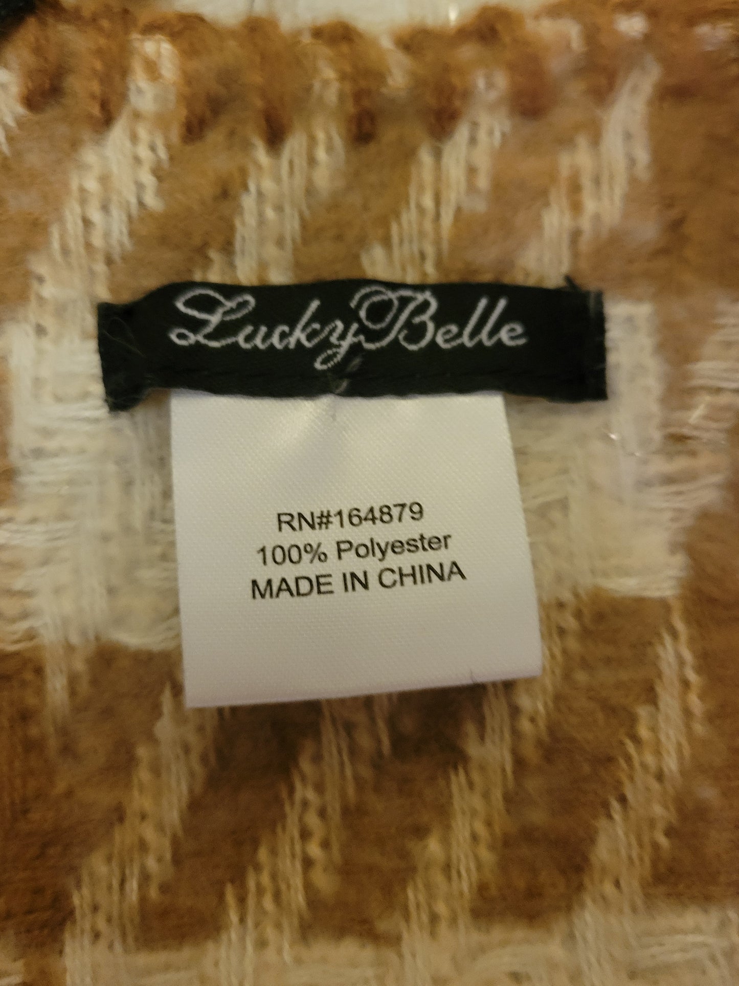 Lucky Belle Caramel & Cream Houndstooth Wrap