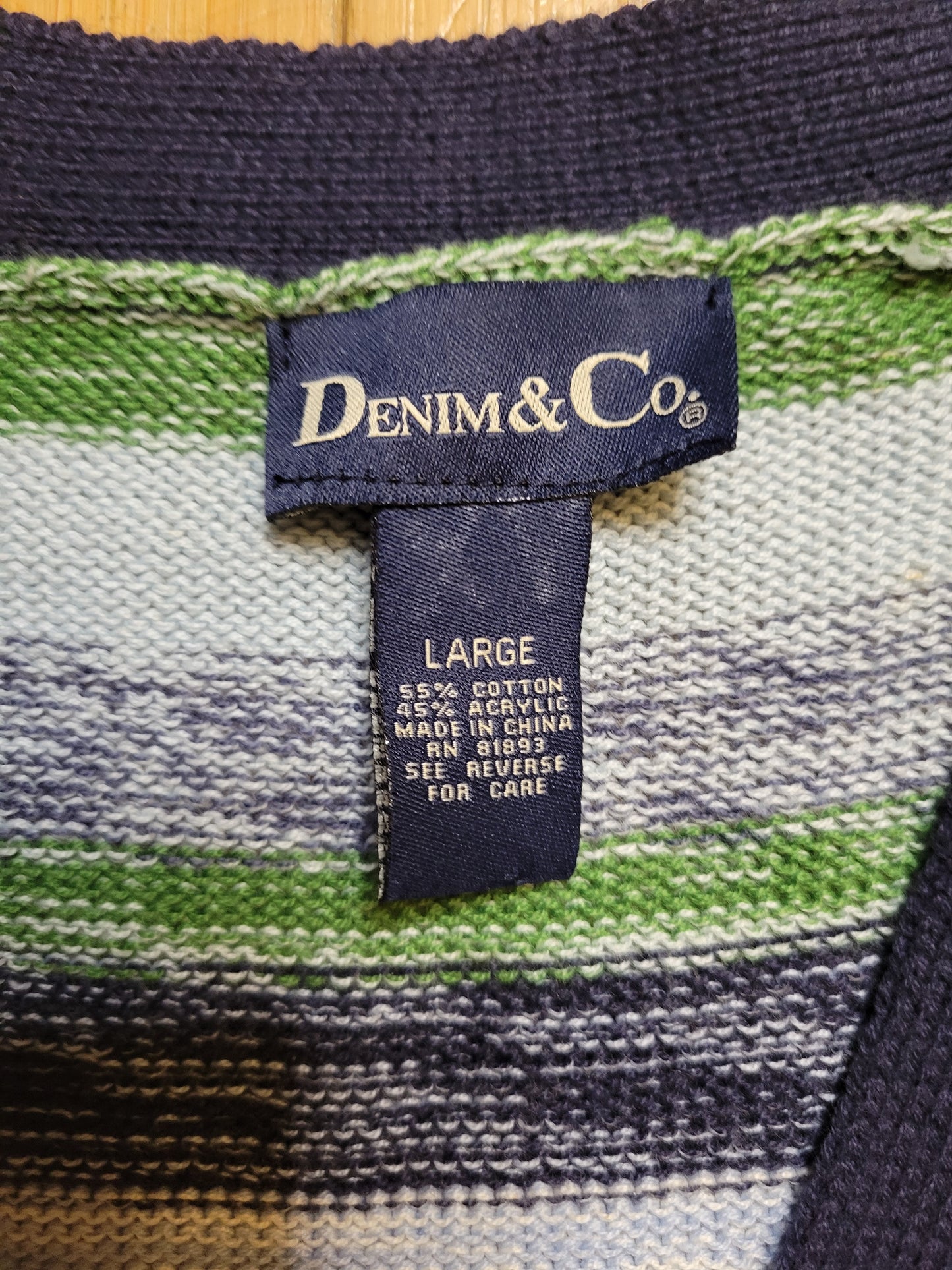 Denim & Co. Blue Meadow Brushstroke Cardigan