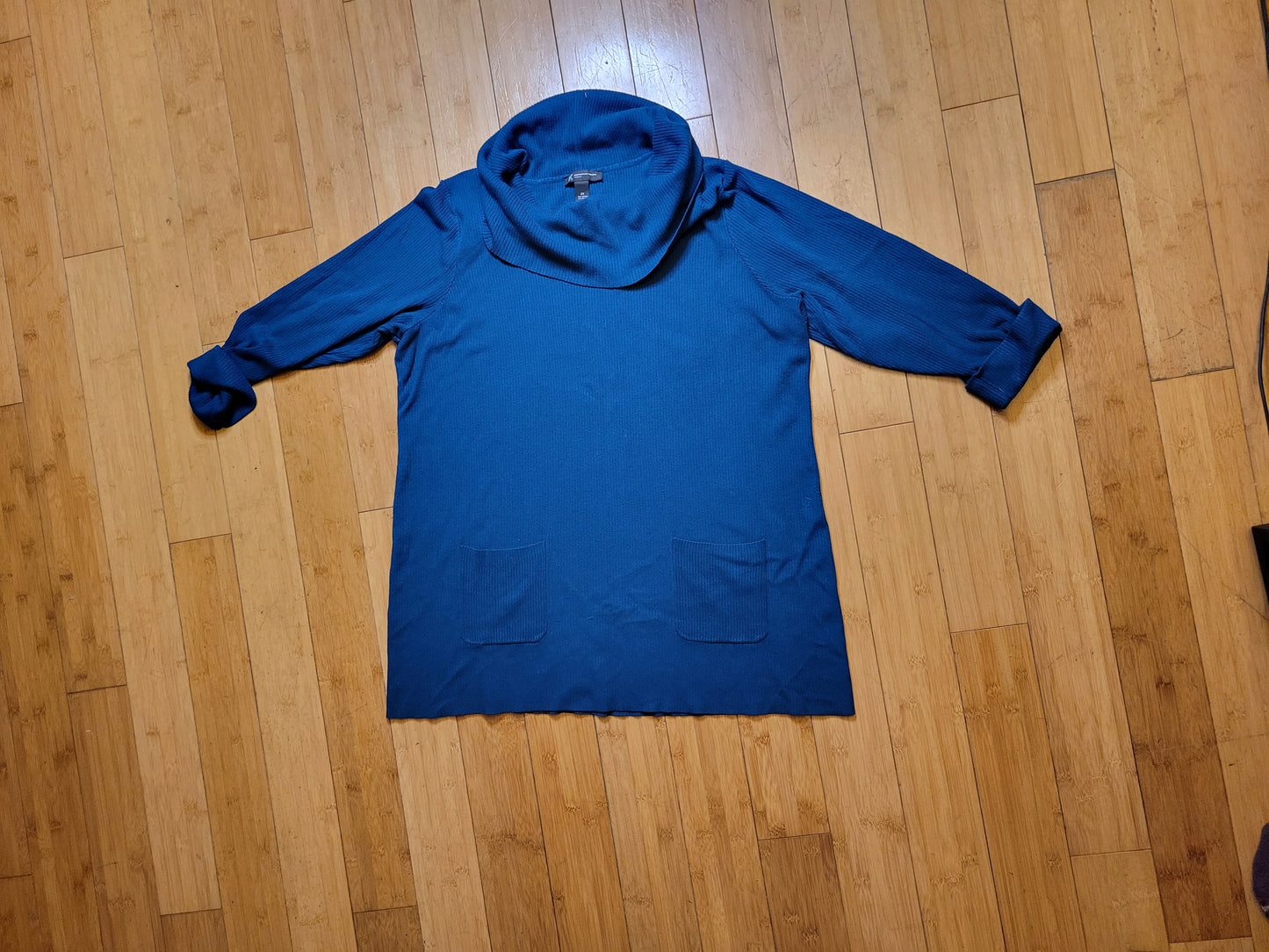 Crystal-Teal Rib Knit Sweater