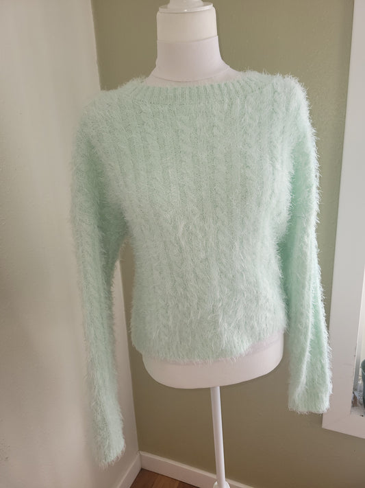 Mint Whispers Fuzzy Knit Sweater
