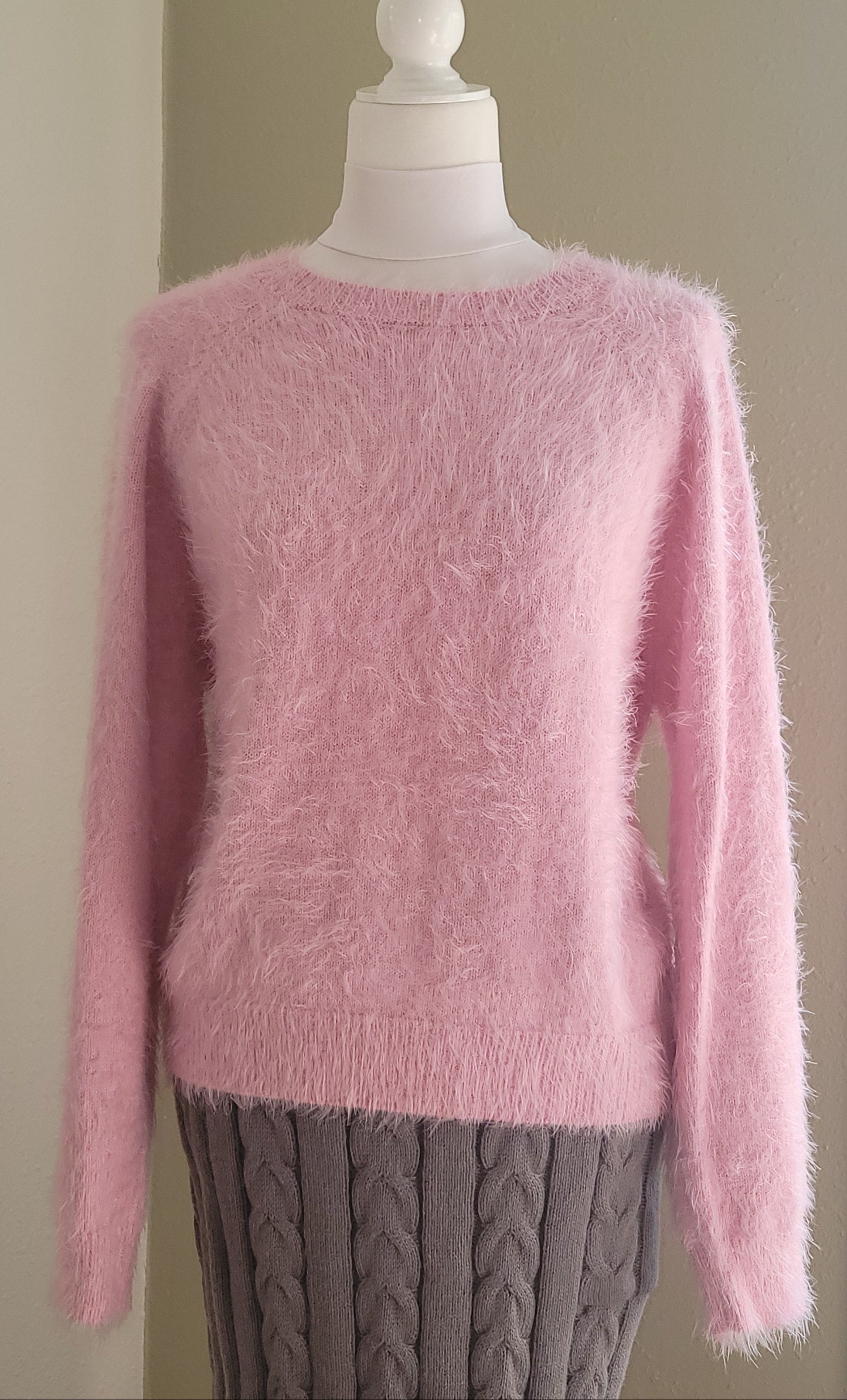 Soft Blush Fuzzy Knit Sweater