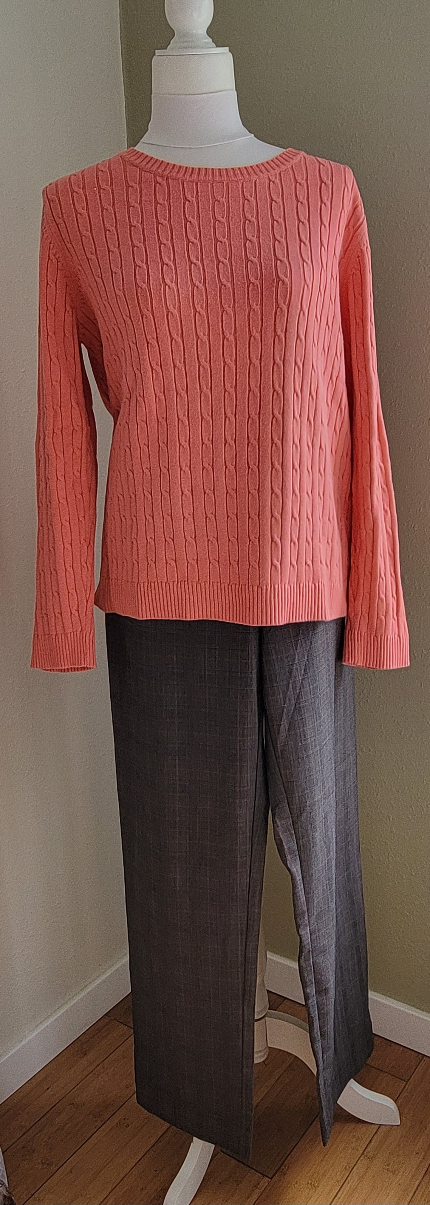 Apricot Cable-Knit Sweater