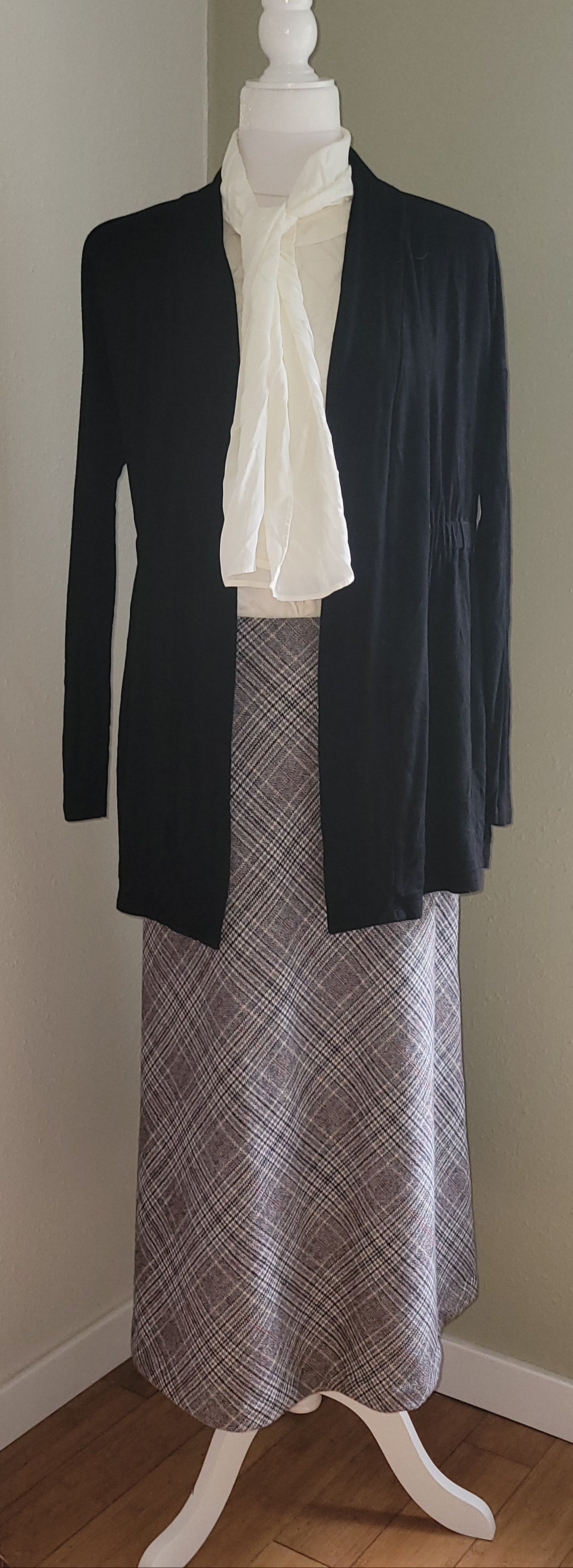 Soft Black Open-Front Cardigan