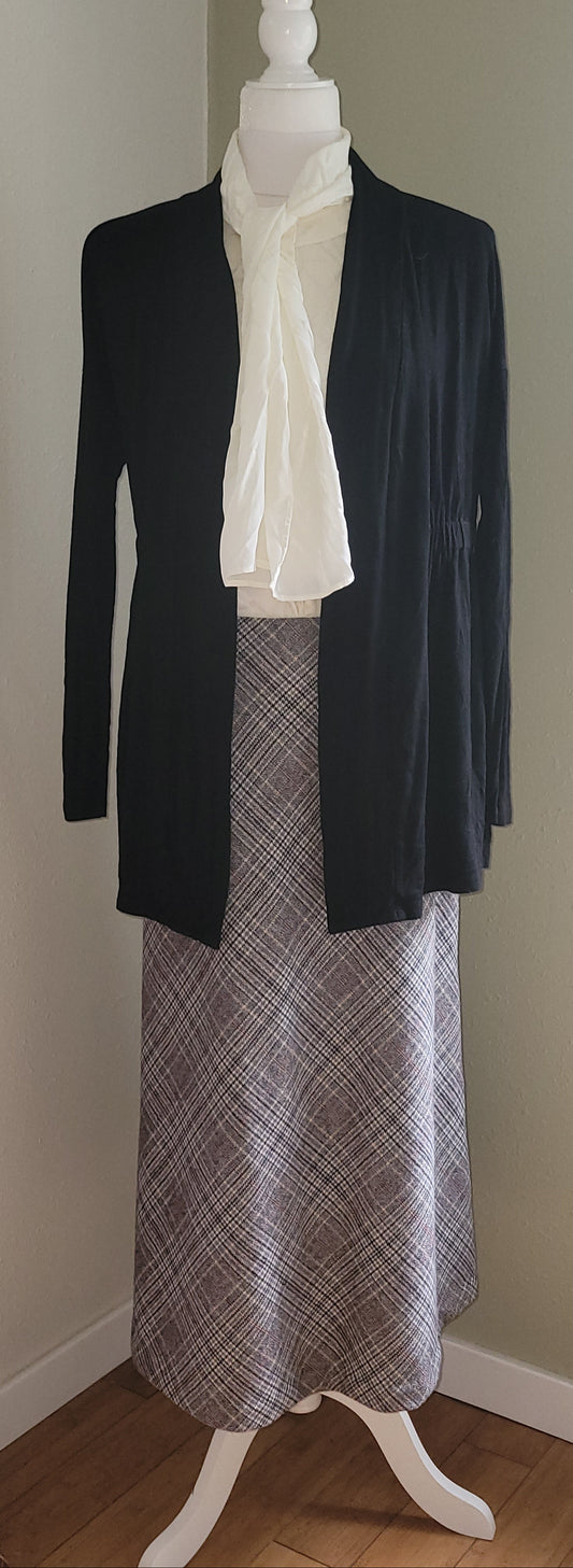 Soft Black Open-Front Cardigan