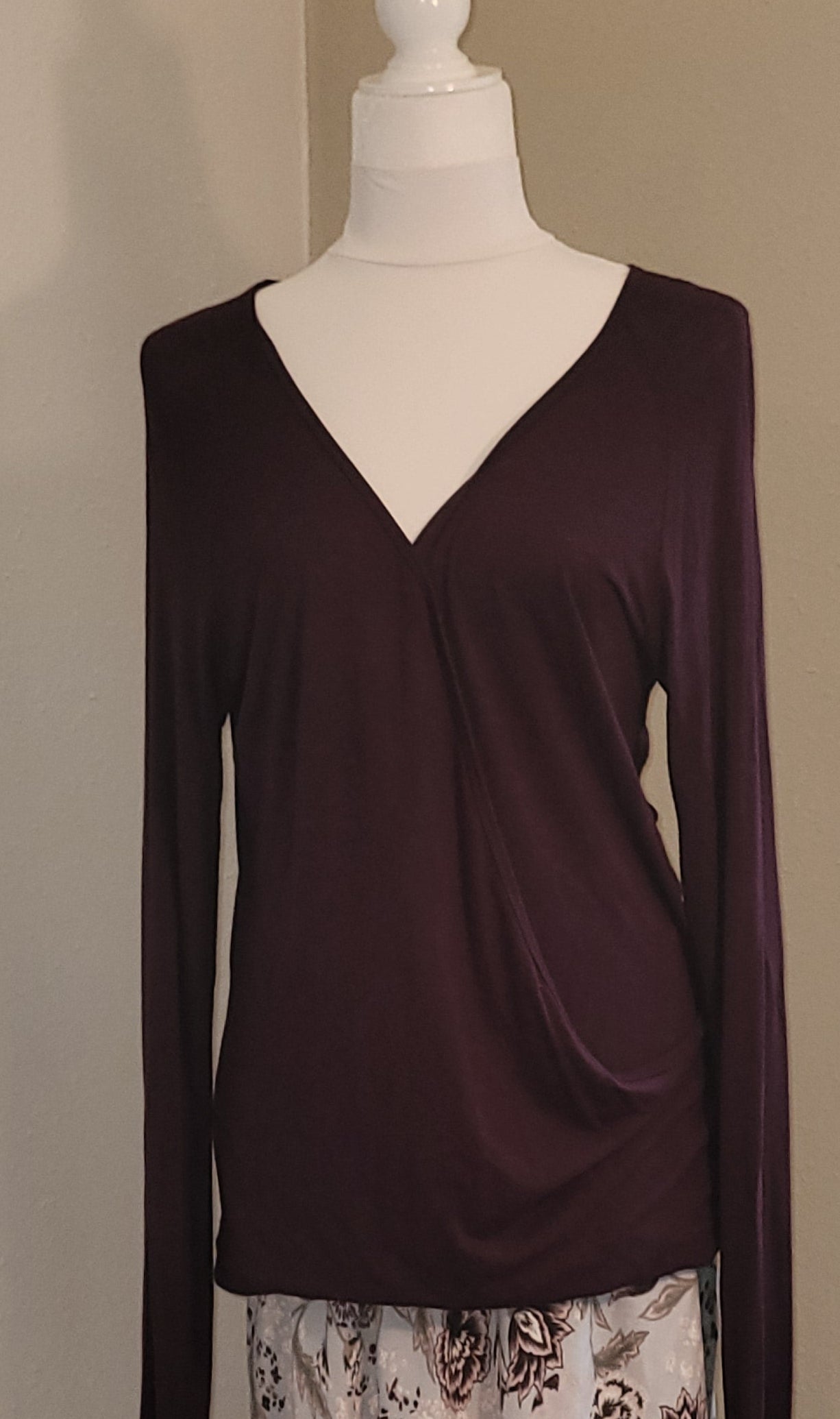 Deep Grape Draped Crossover Top