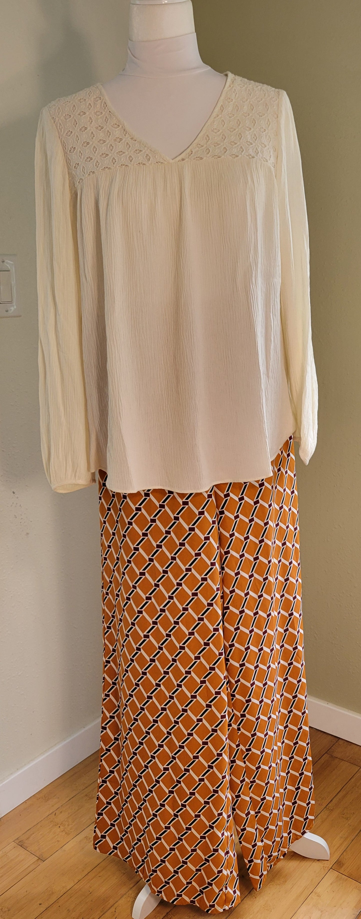 Cream Lace Yoke Blouse