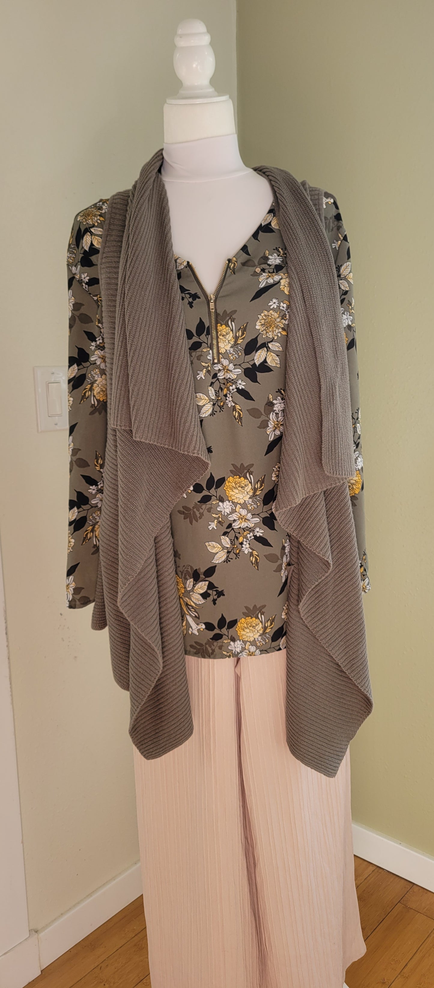 Olive Drape Knit Vest