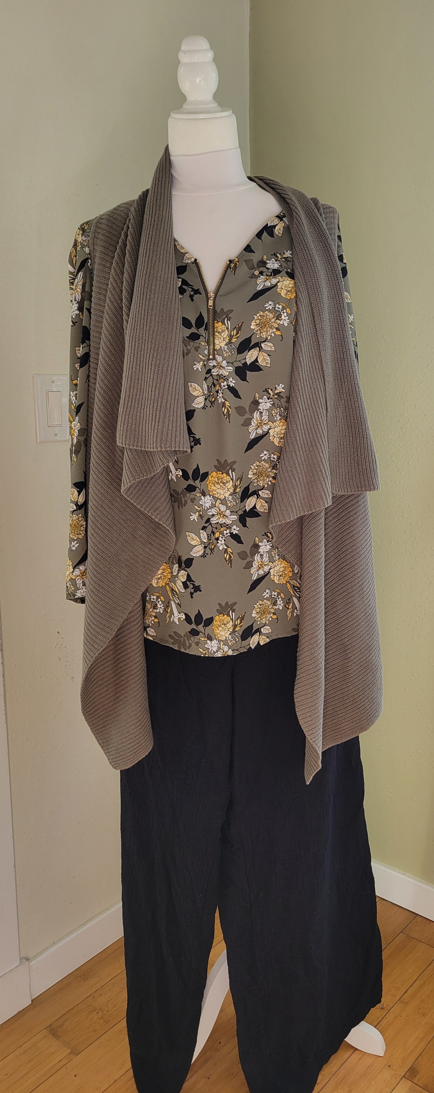 Olive Drape Knit Vest