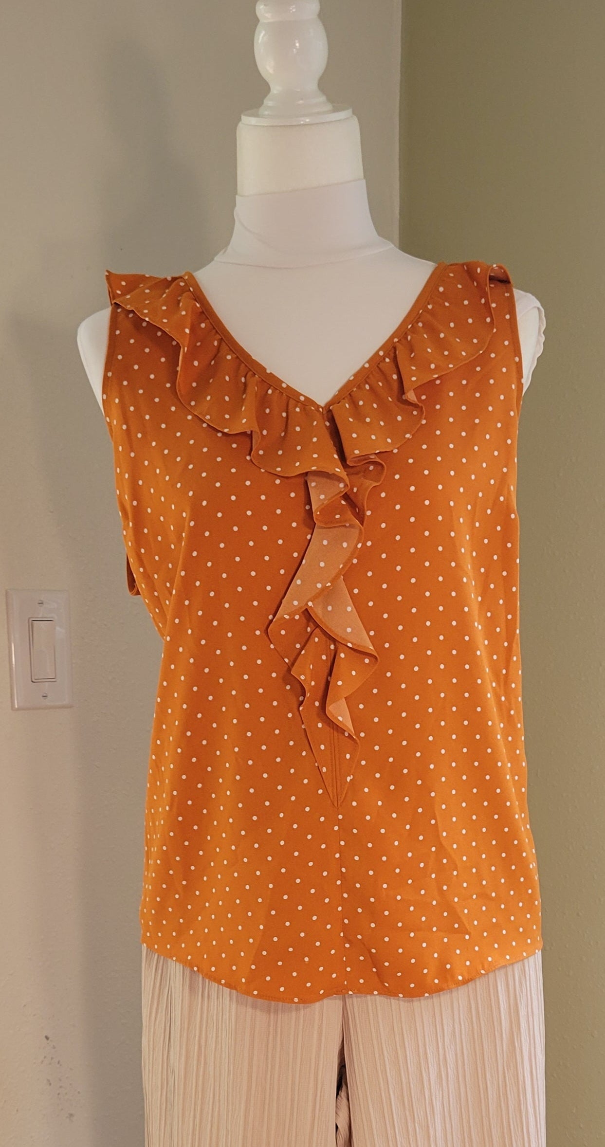 Golden Dot Ruffle Blouse