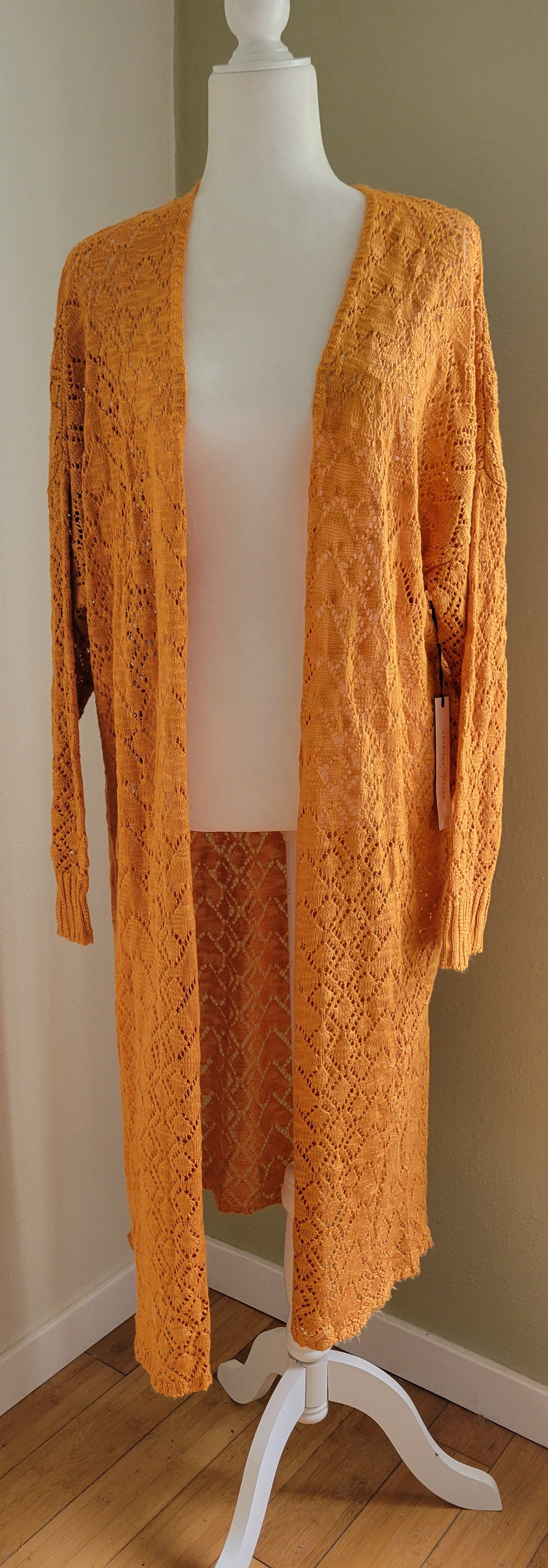 Golden Pumpkin Lace Knit Cardigan