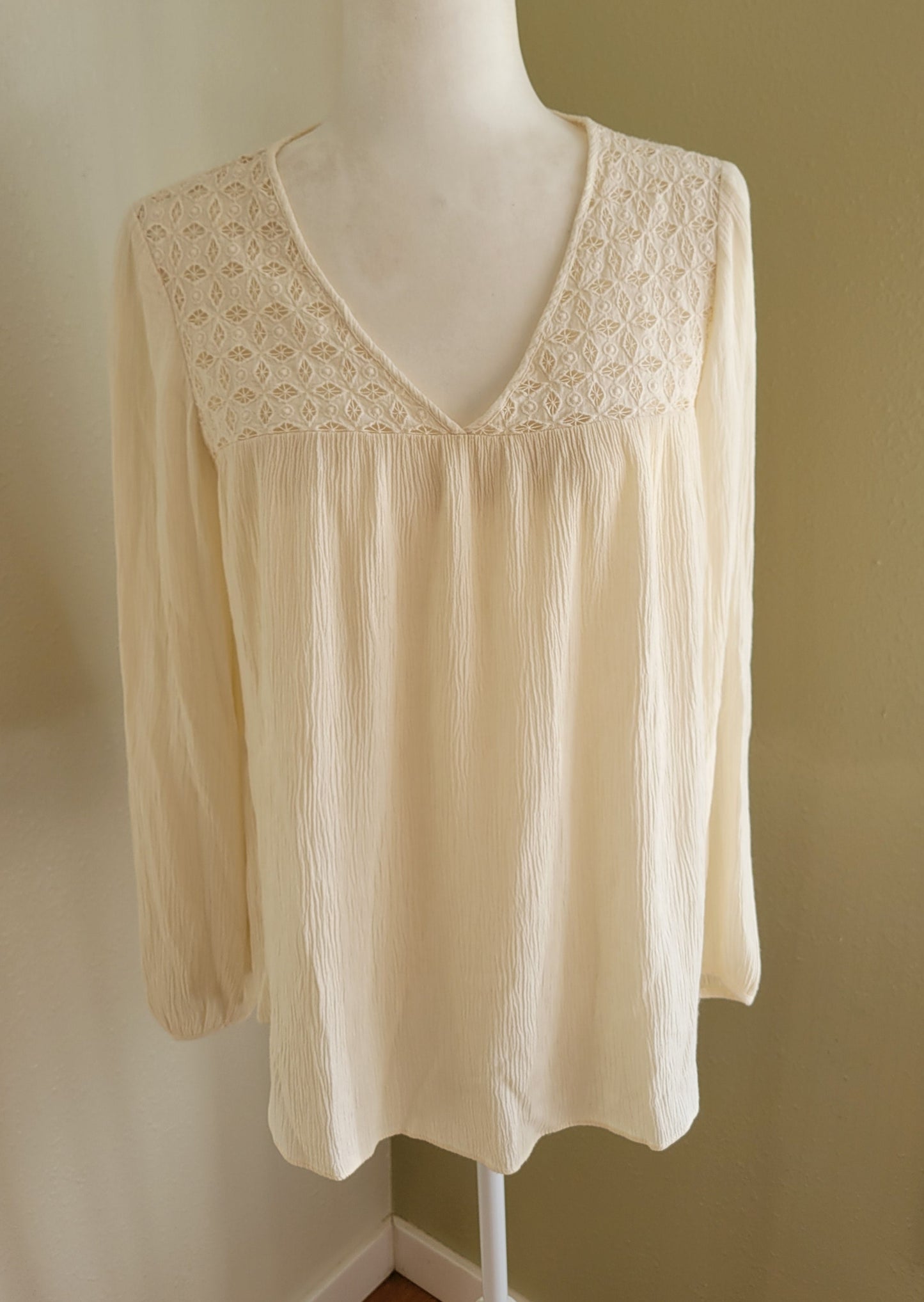 Cream Lace Yoke Blouse