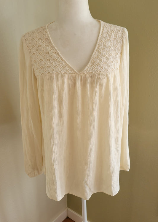 Cream Lace Yoke Blouse