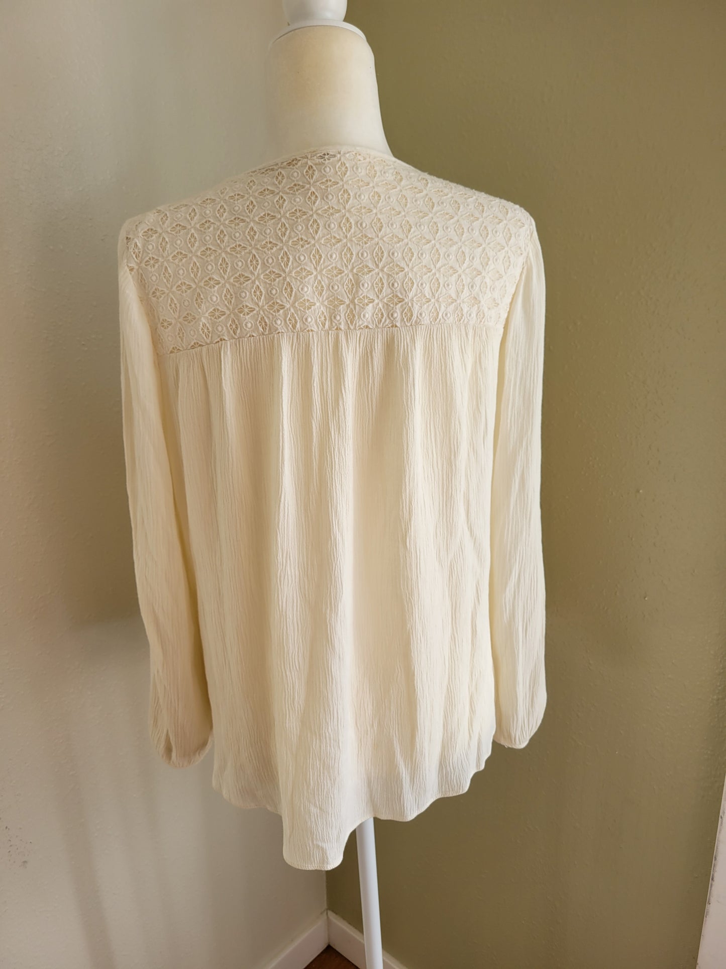 Cream Lace Yoke Blouse