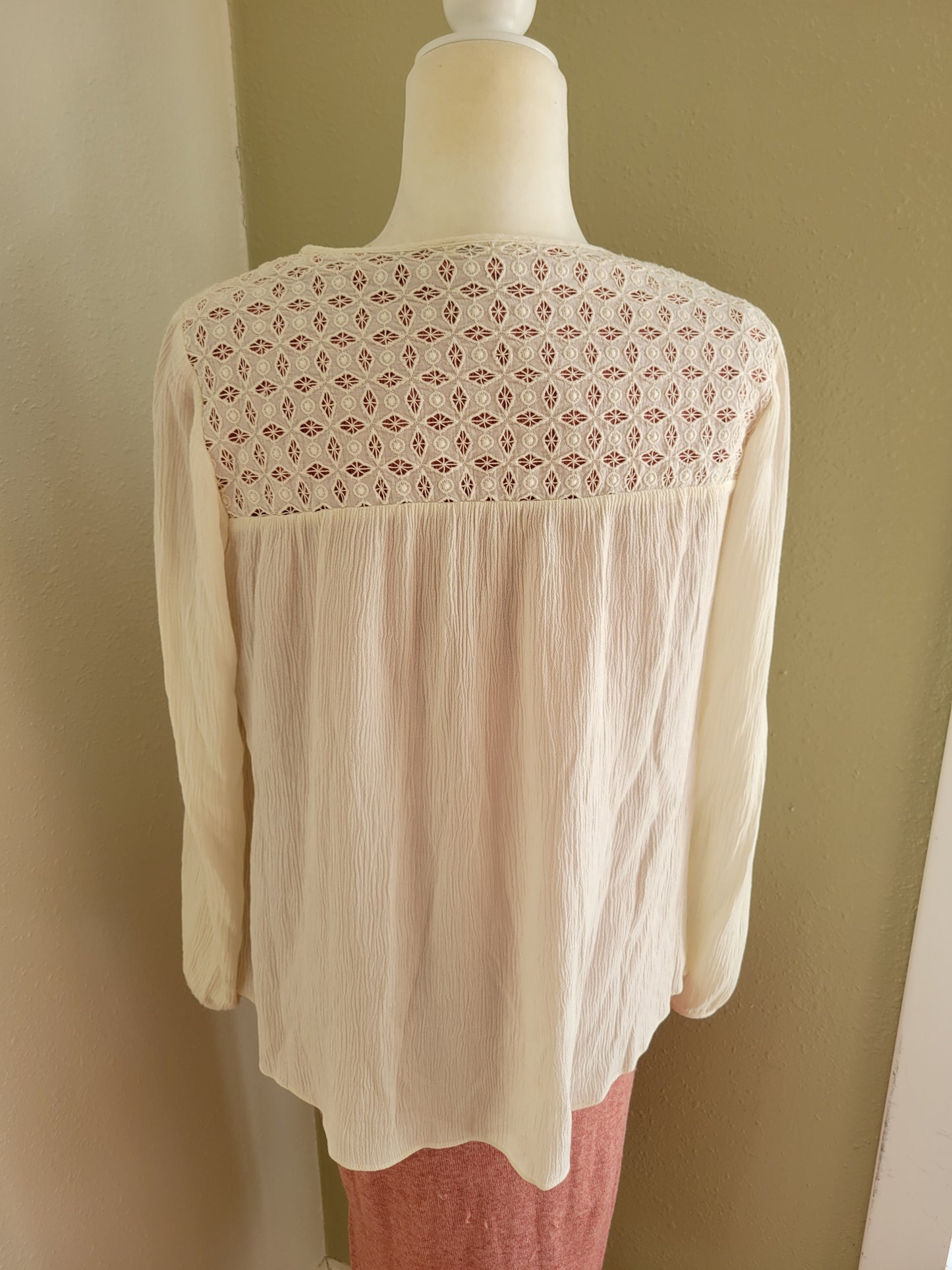 Cream Lace Yoke Blouse