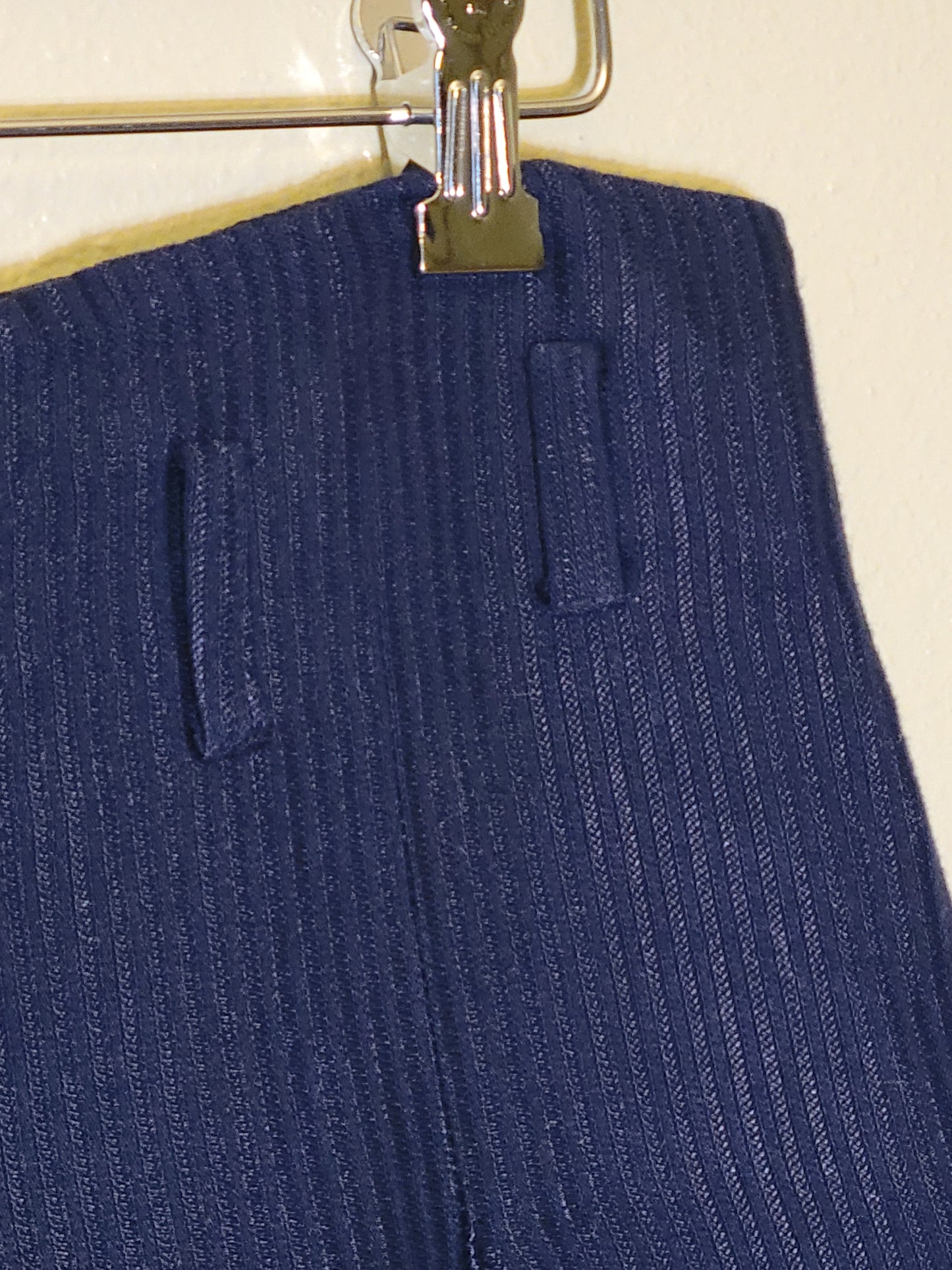 Navy Wide-Leg Pinstripe Trousers