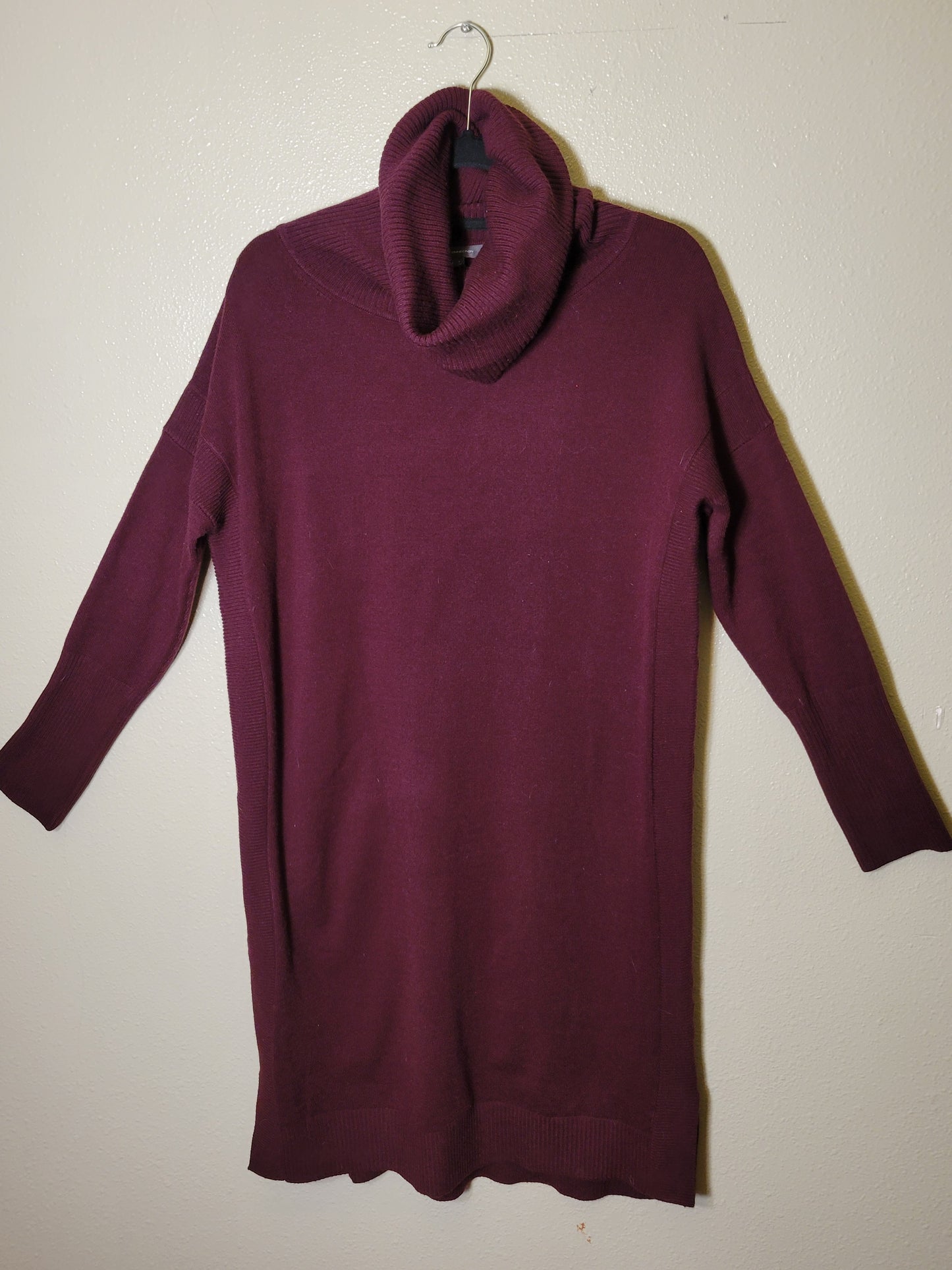 Plum Merlot Rib-Knit Sweater Dress