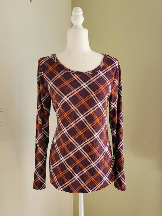 Autumn Plaid Soft Knit Top