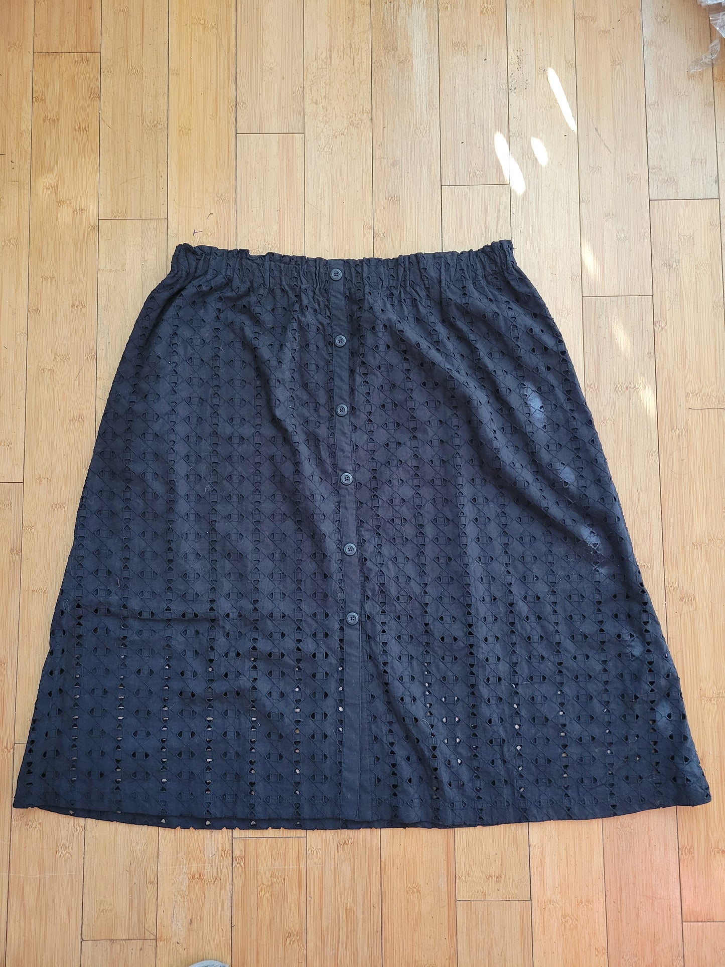 Mossimo Black Eyelet Midi Skirt