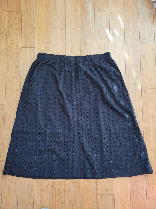 Mossimo Black Eyelet Midi Skirt