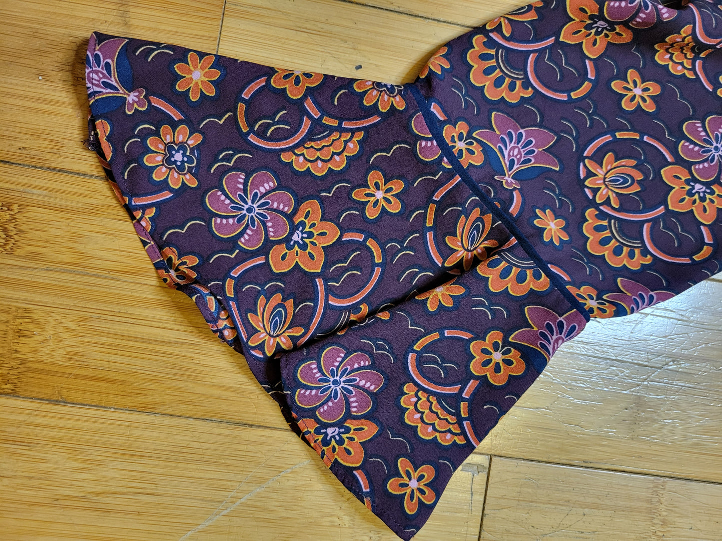 Loft Maroon and Manderine Floral Blouse