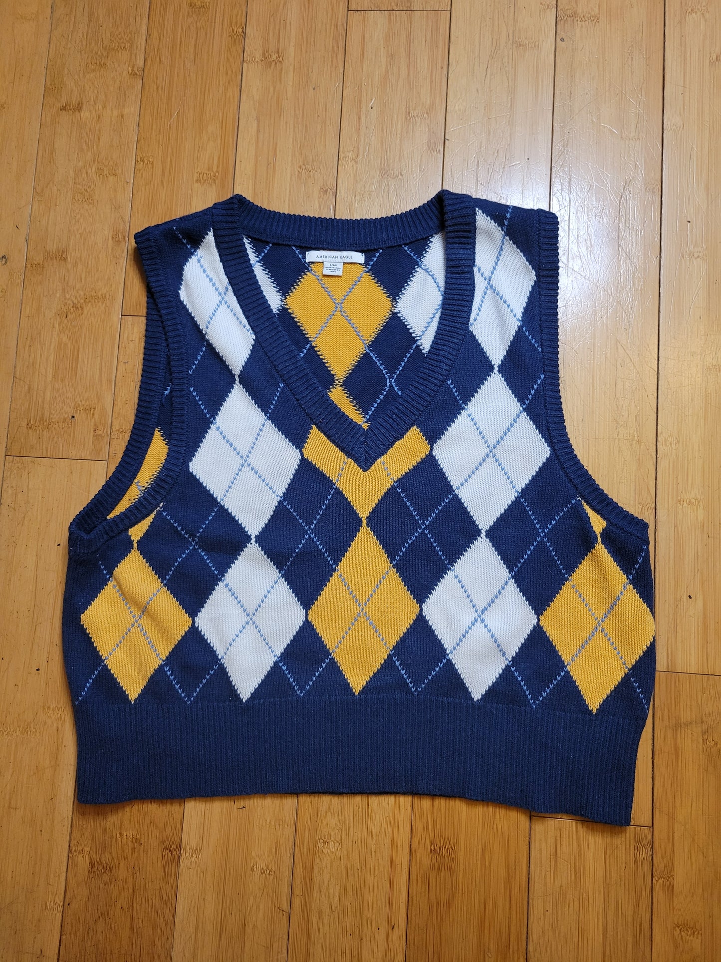 American Eagle Retro Argyle Vest Sweater