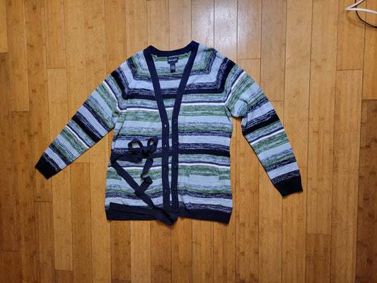 Denim & Co. Blue Meadow Brushstroke Cardigan