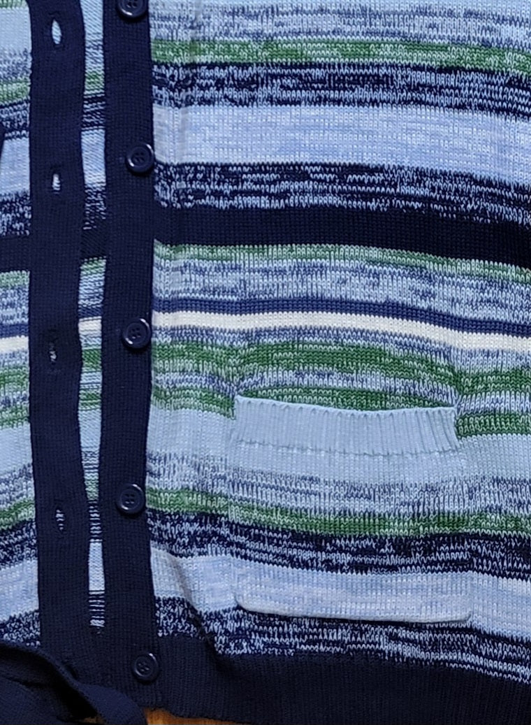 Denim & Co. Blue Meadow Brushstroke Cardigan