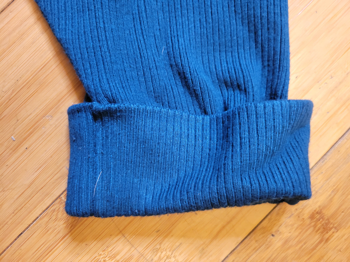 Crystal-Teal Rib Knit Sweater