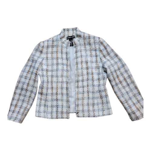 Cream Lattice Soft-Tweed Zip Jacket