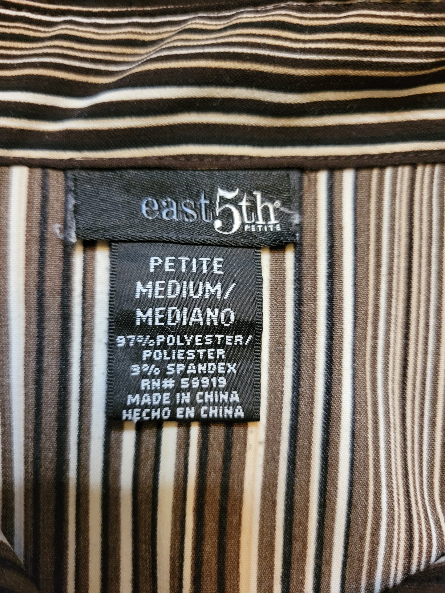 East 5th Petite Striped Button Blouse – Chocolate-Cream