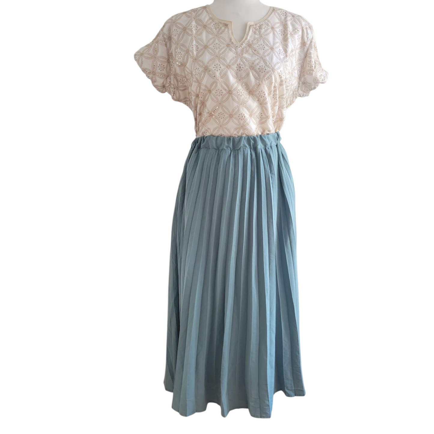 Sage Pleated Midi Skirt