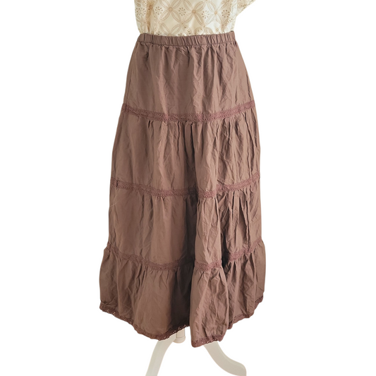Chocolate Tiered Peasant Skirt