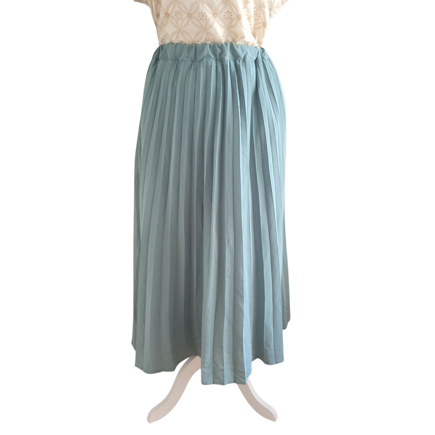 Sage Pleated Midi Skirt
