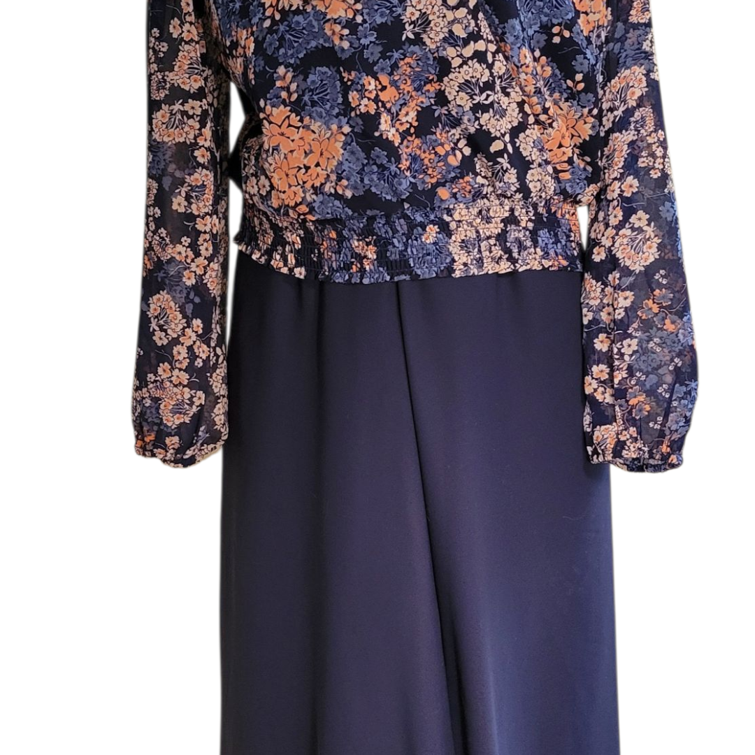 Petals and Midnight Japan Navy Blossom Wrap Blouse