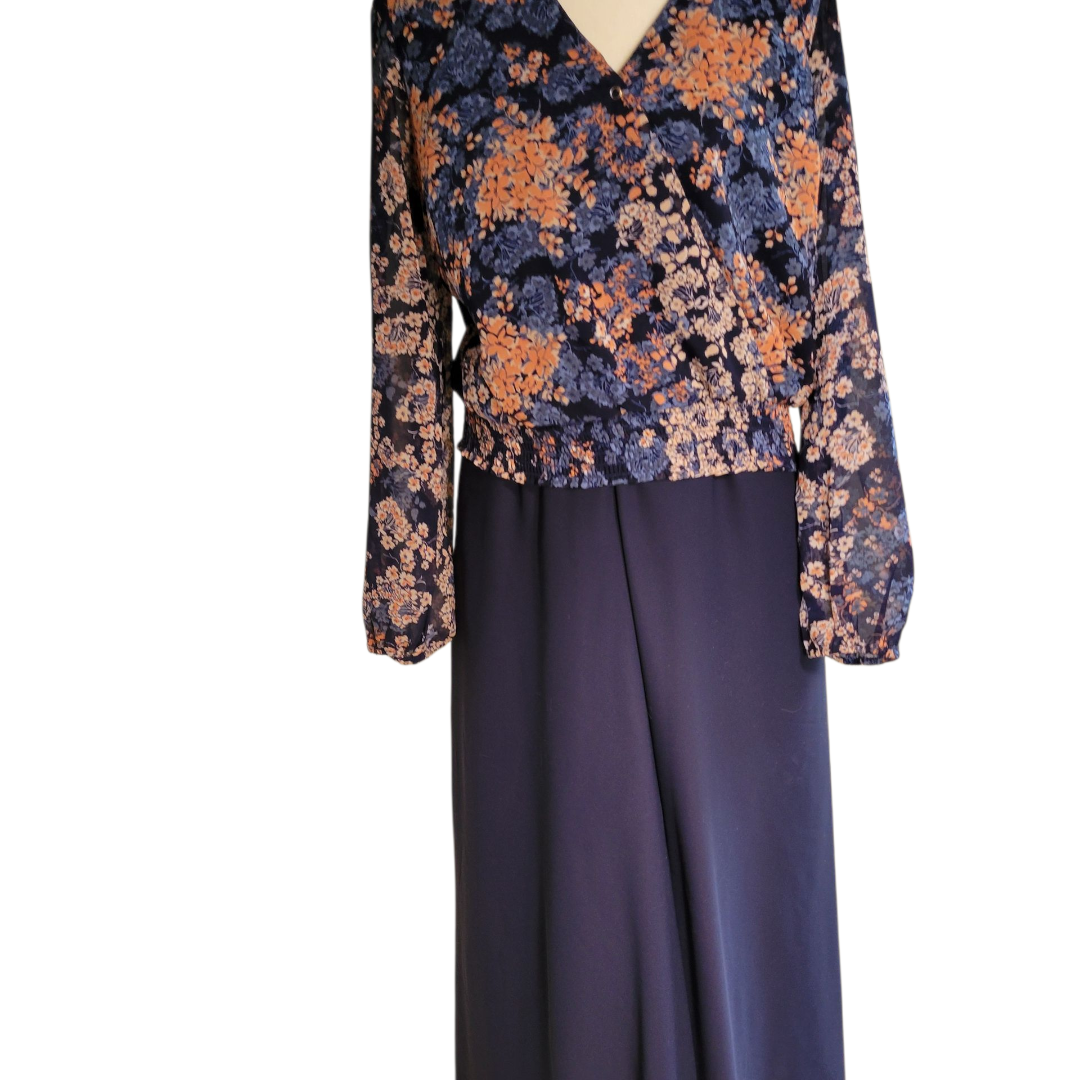 Petals and Midnight Japan Navy Blossom Wrap Blouse