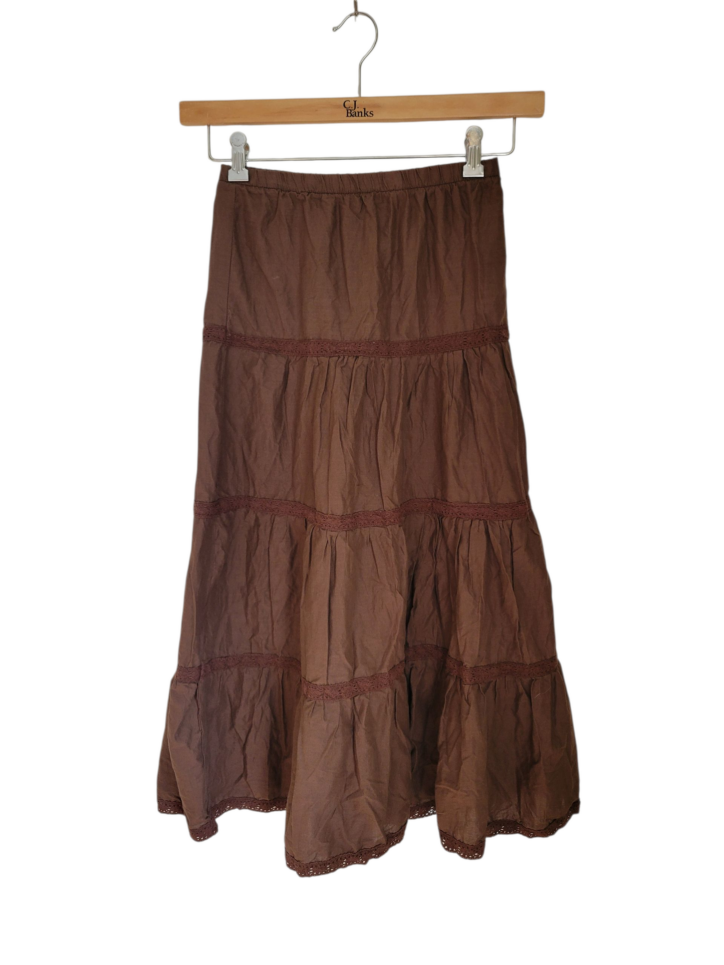Chocolate Tiered Peasant Skirt