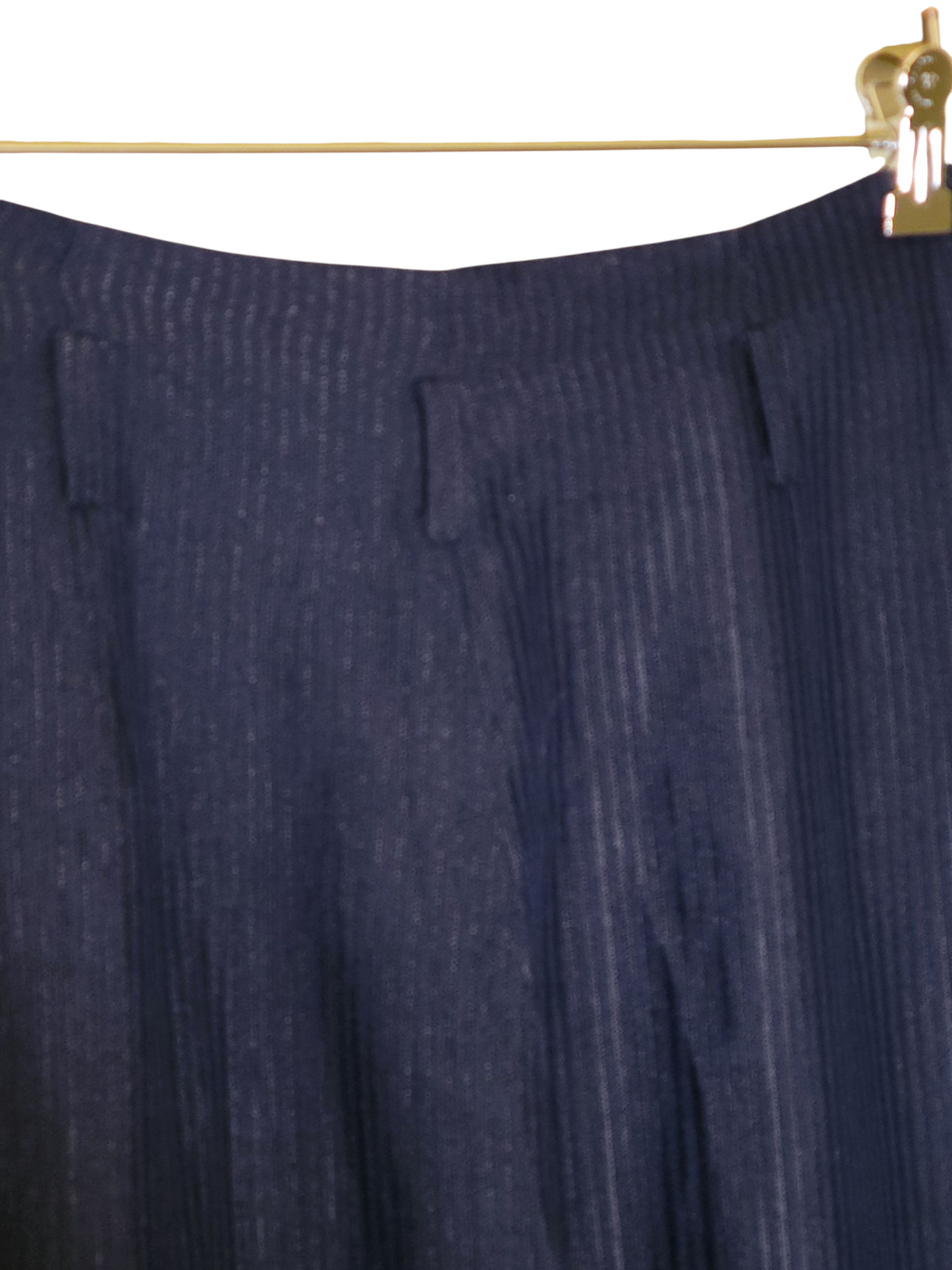 Navy Wide-Leg Pinstripe Trousers