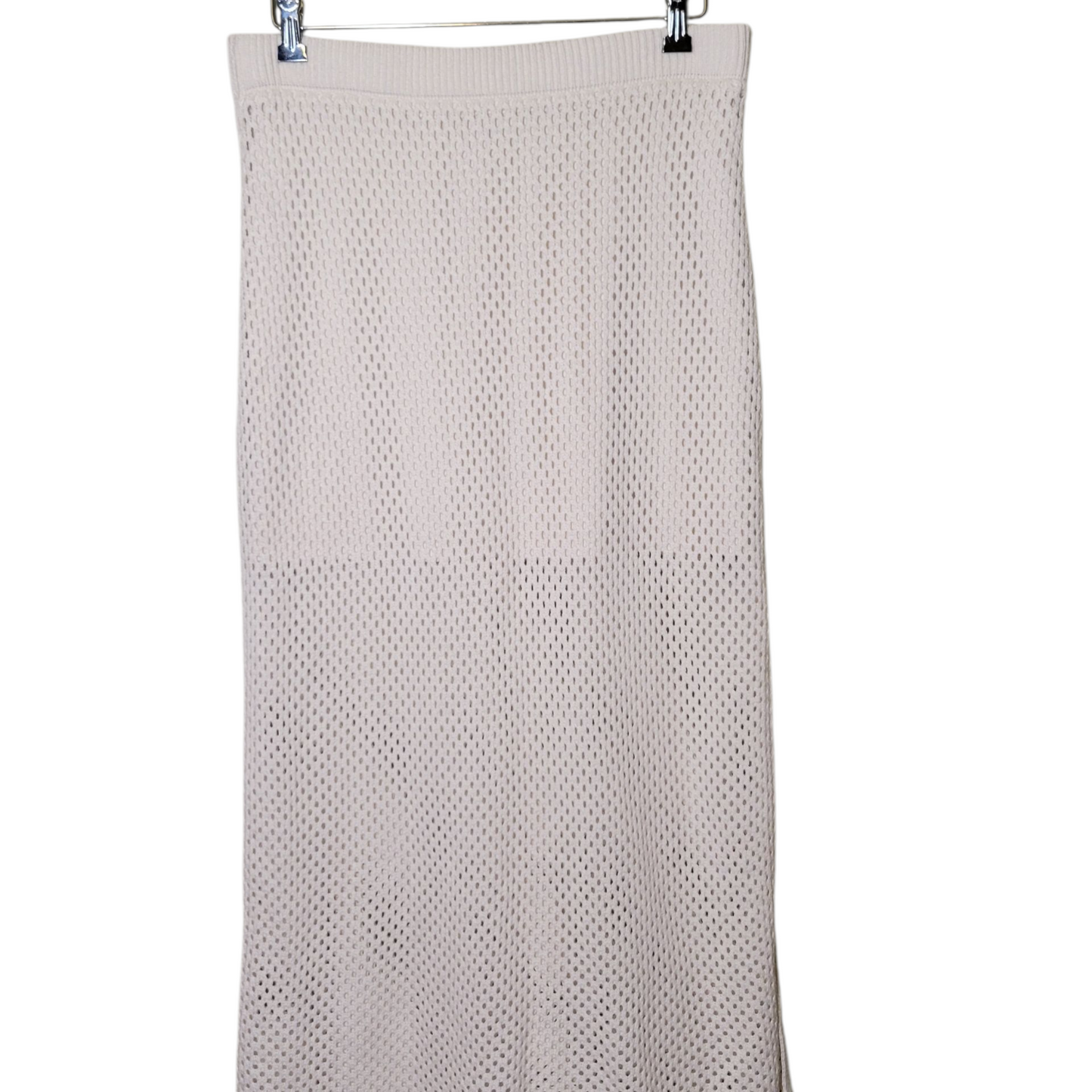 Cream Mesh Knit Midi Skirt